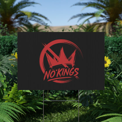 Black “No Kings” Protest Yard Sign