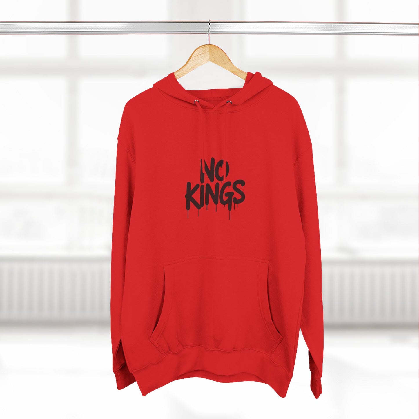 No Kings Spray Paint Protest Fleece Hoodie