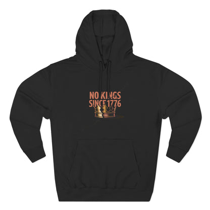 Three-Panel Fleece Hoodie – No Kings Since 1776, Cozy Sweatshirt for Chess Lovers, Casual Wear, Gift for History Buffs, Perfect for Fall