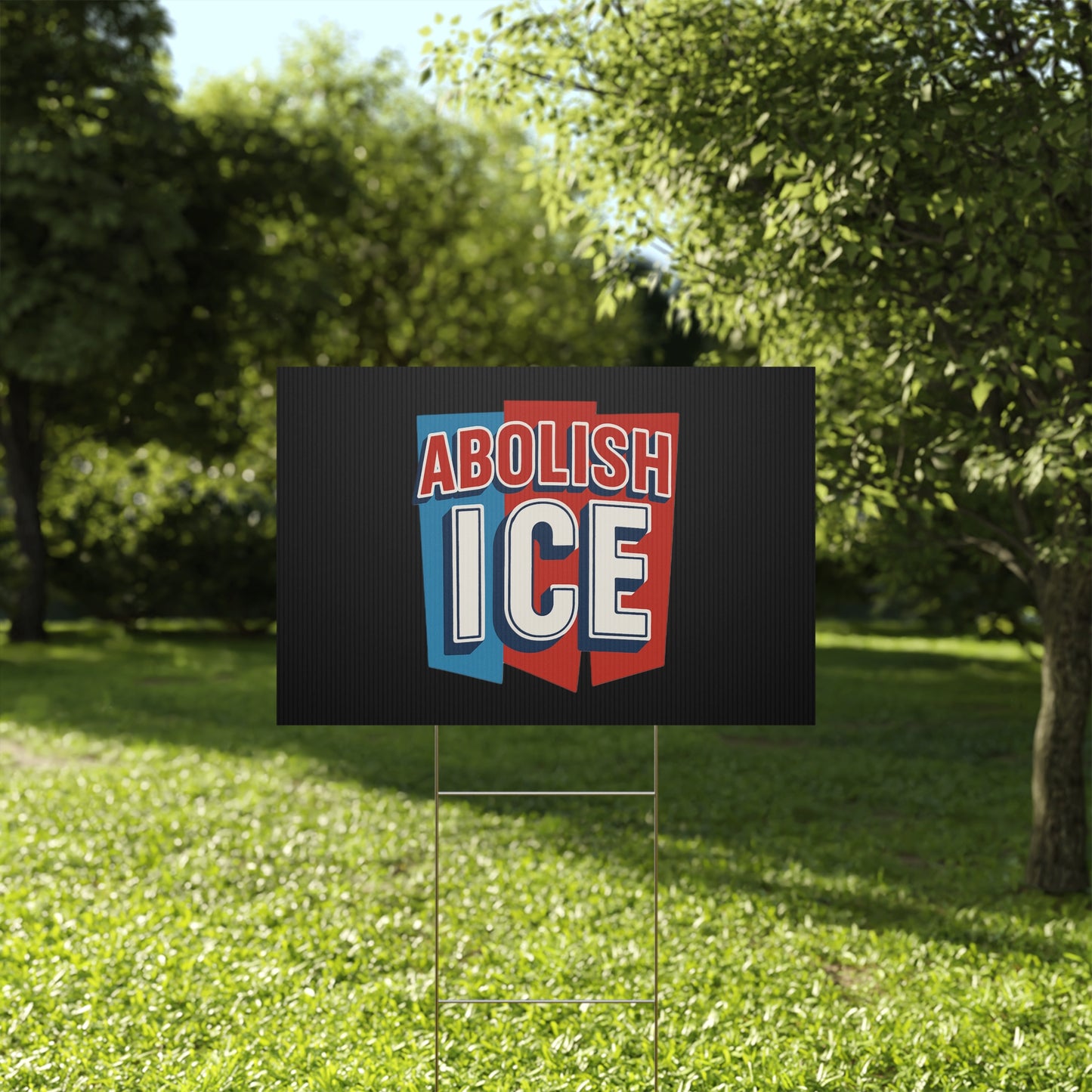 Black Abolish ICE Yard Sign