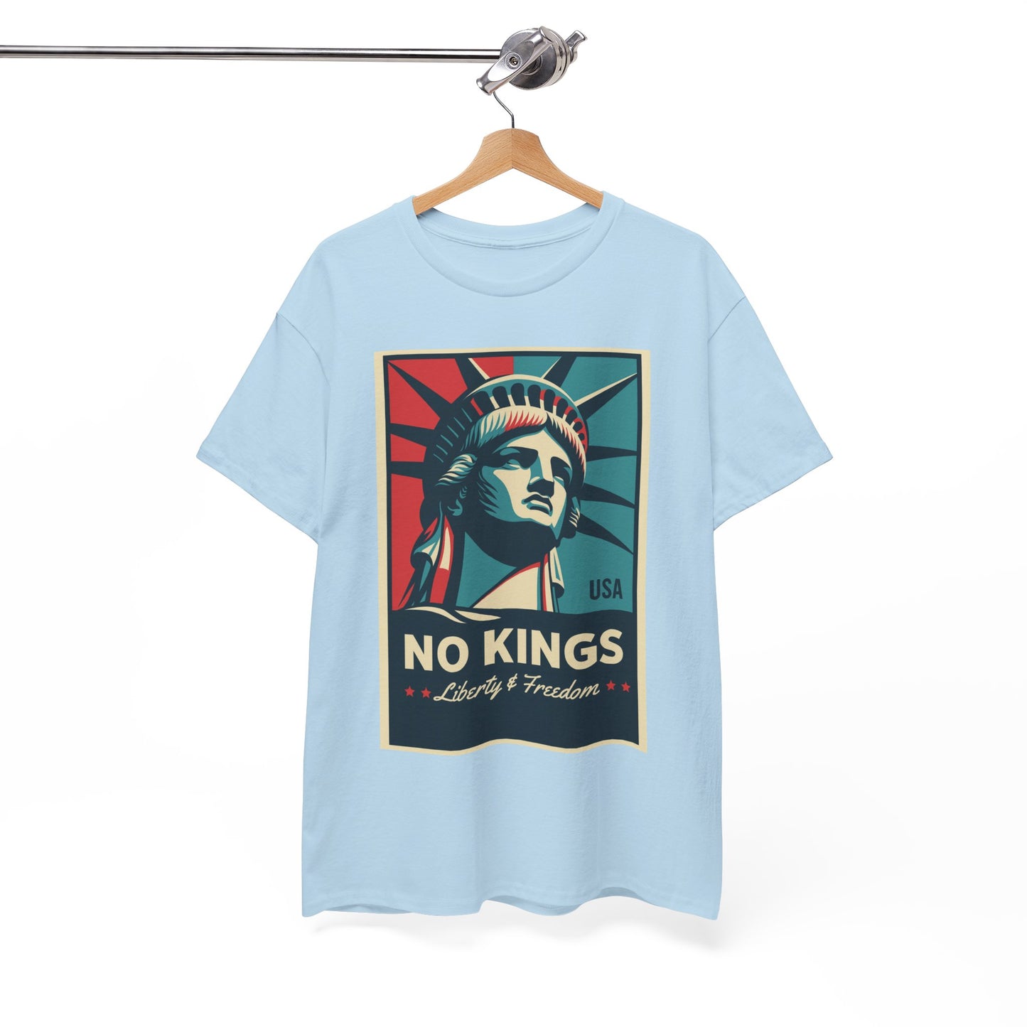 Statue of Liberty Tee - No Kings, Unisex Heavy Cotton T-Shirt, Freedom Shirt, Patriotic Apparel for Celebrations, Gift for Enthusiasts