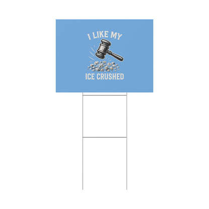 Light Blue Crushed ICE Protest Yard Sign