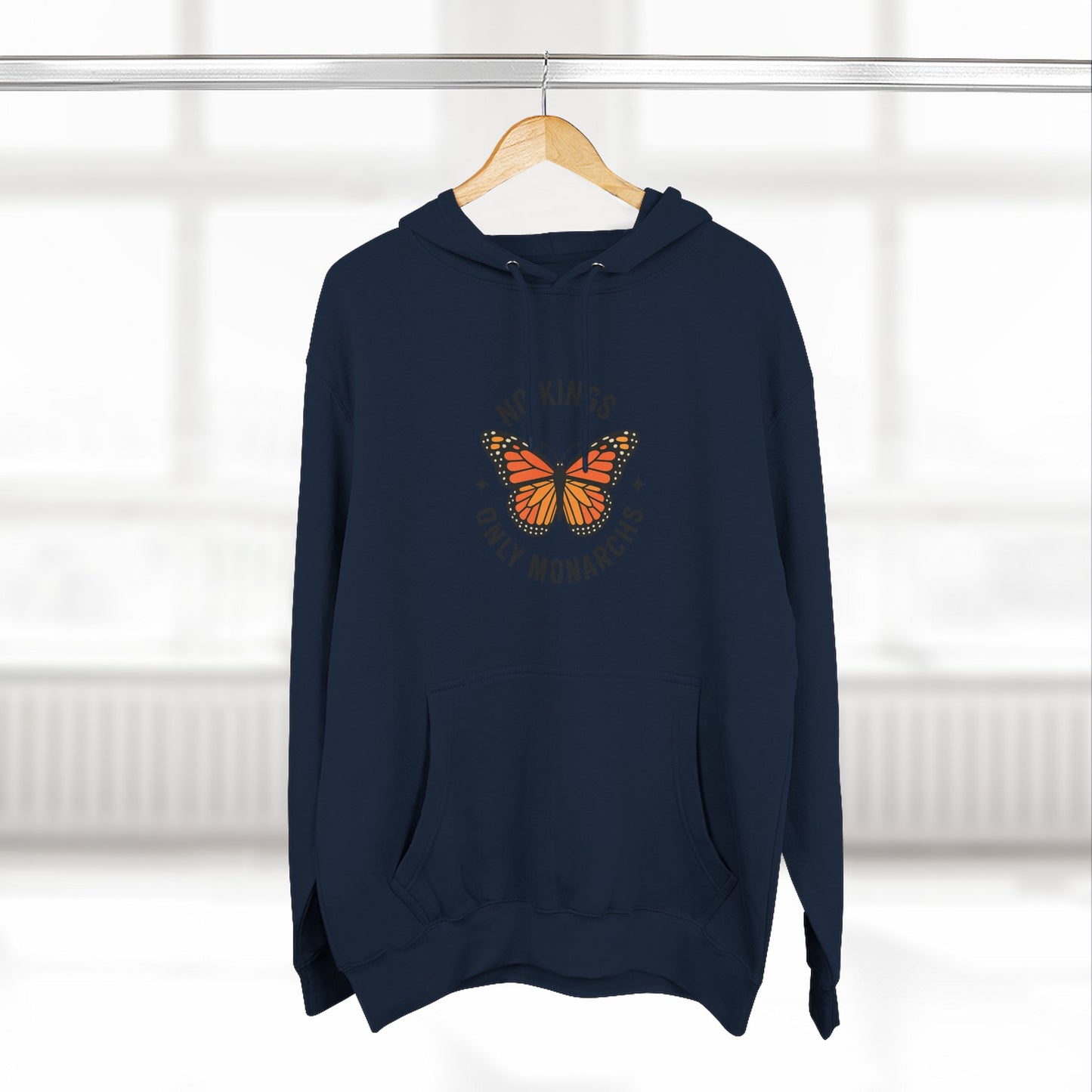 No Kings Only Monarchs Hoodie, Gift for Nature Lovers, Cozy Casual Wear, Perfect for Fall