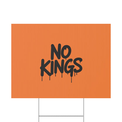 Orange Spray Paint No Kings Protest Yard Sign