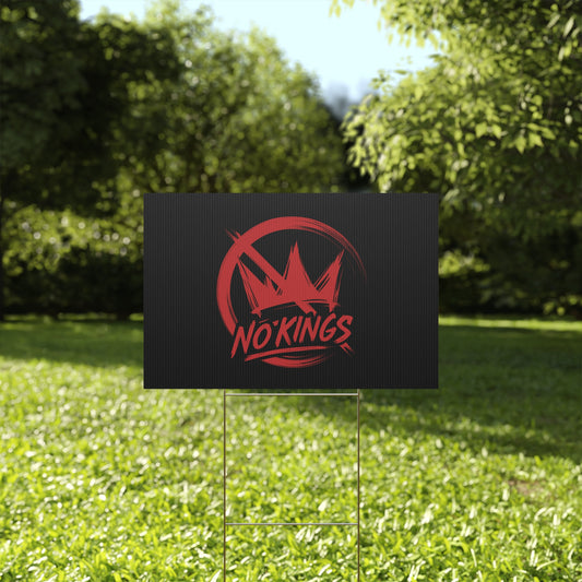 Black “No Kings” Protest Yard Sign