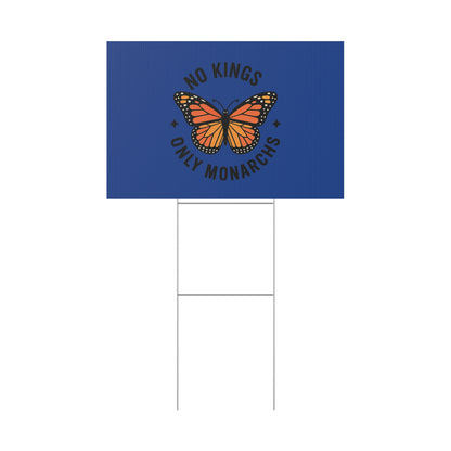 Dark Blue No Kings Only Monarchs Yard Sign