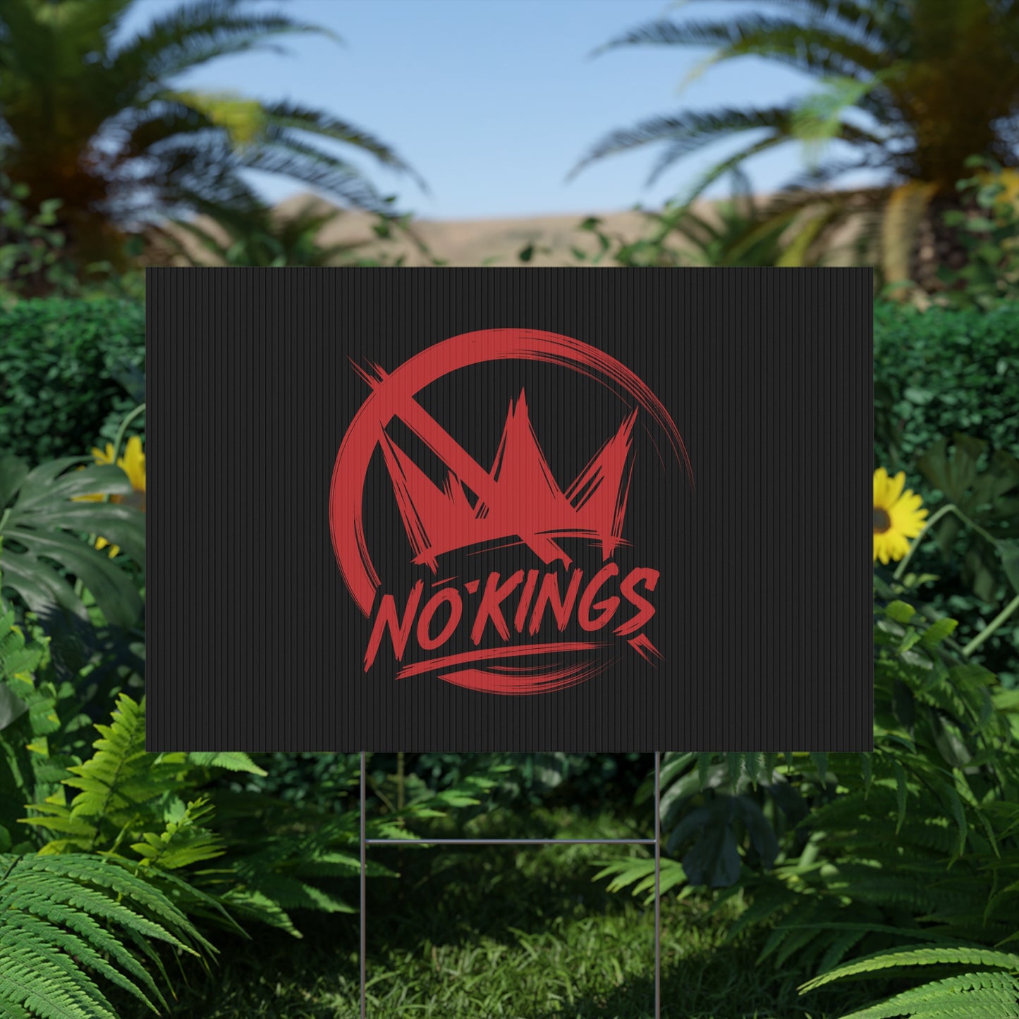 Black “No Kings” Protest Yard Sign
