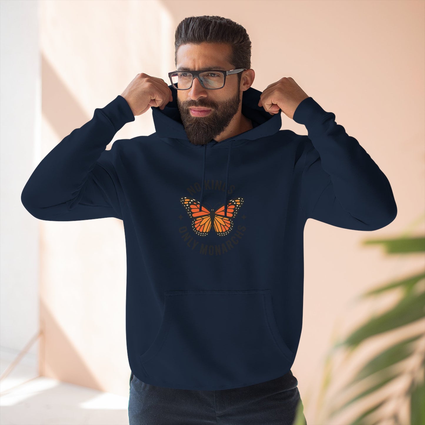 No Kings Only Monarchs Hoodie, Gift for Nature Lovers, Cozy Casual Wear, Perfect for Fall