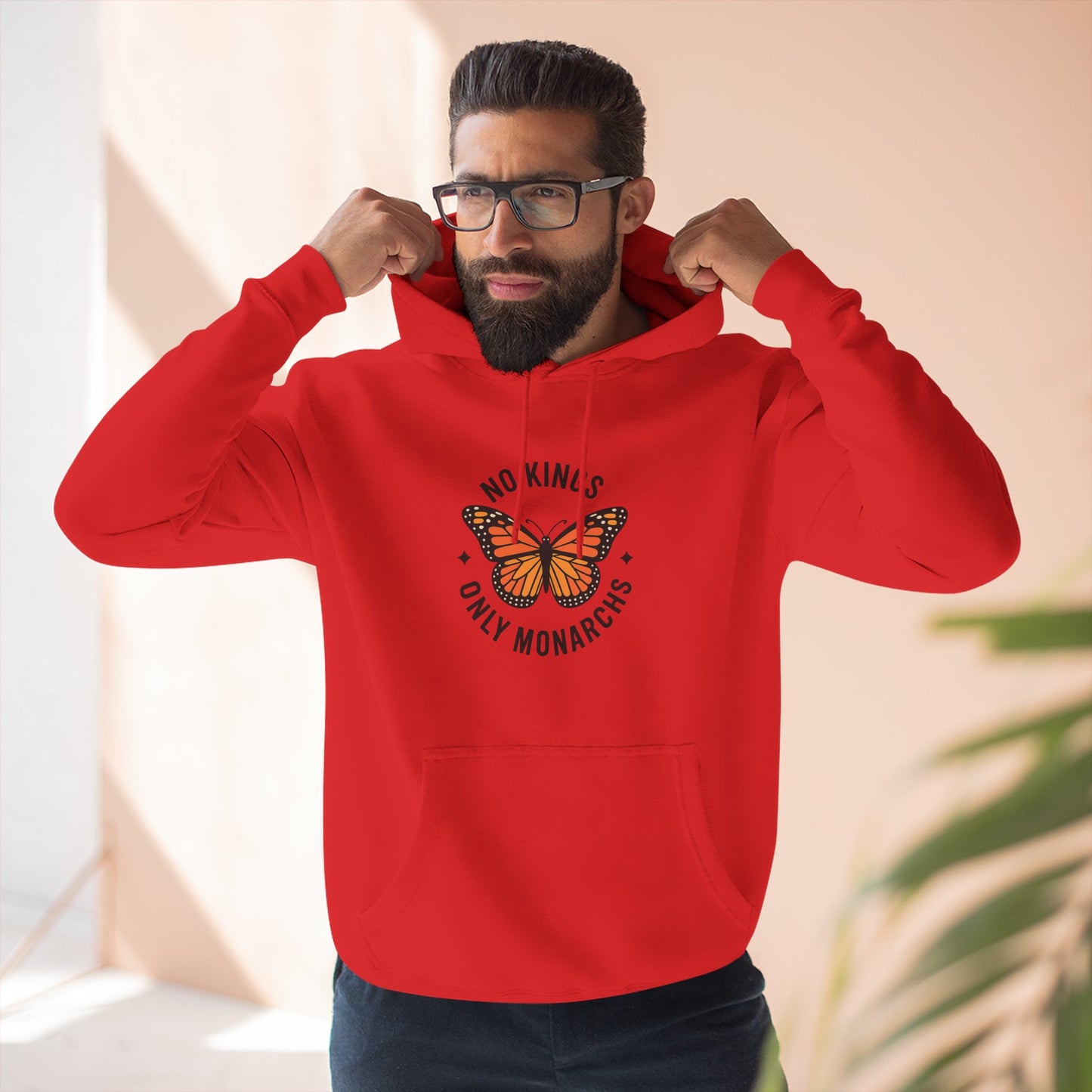 No Kings Only Monarchs Hoodie, Gift for Nature Lovers, Cozy Casual Wear, Perfect for Fall