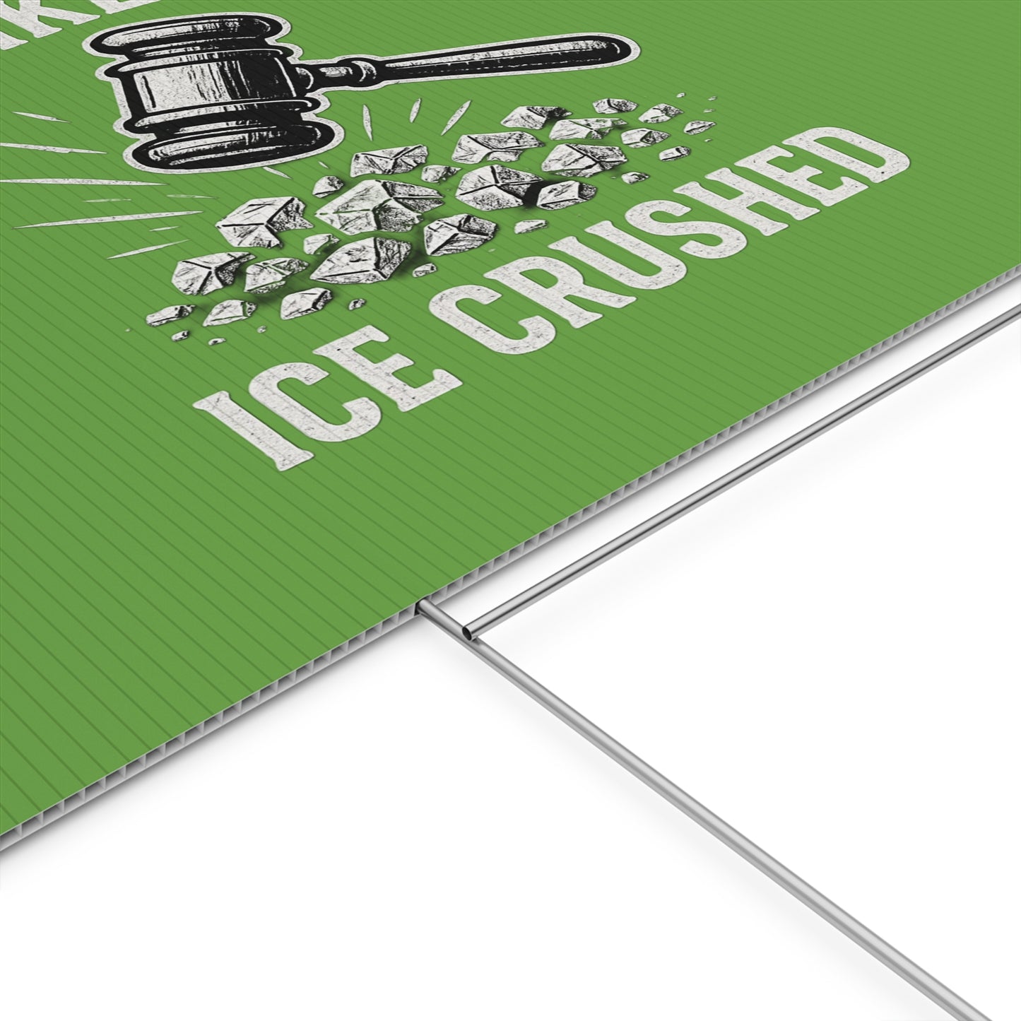 Light Green Crushed ICE Protest Yard Sign