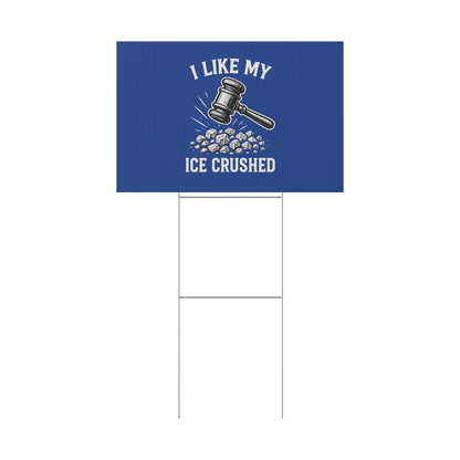Dark Blue Crushed ICE Protest Yard Sign