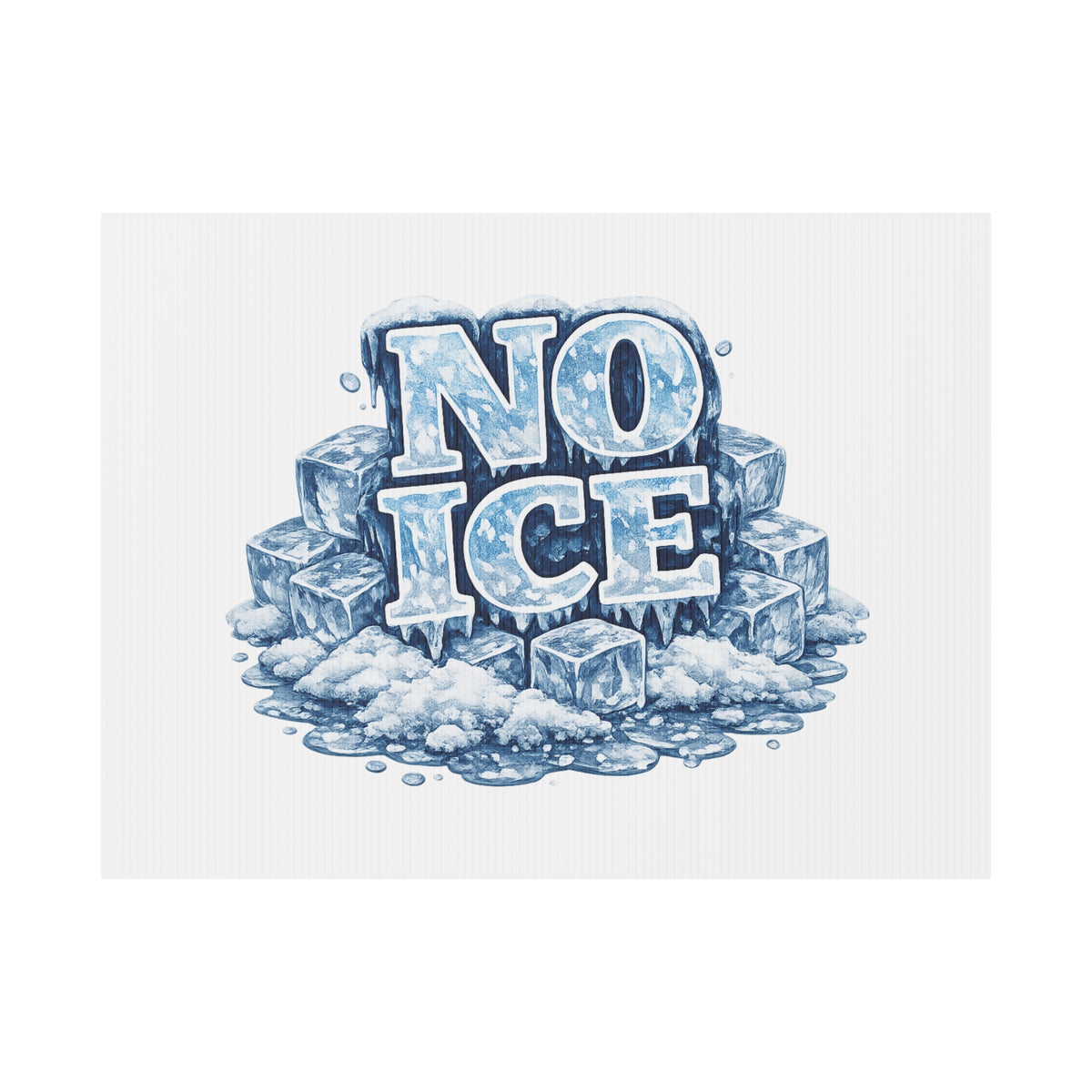 No ICE Plastic Yard Sign — Frosty 'No Ice' Iceberg Design Outdoor Lawn Sign