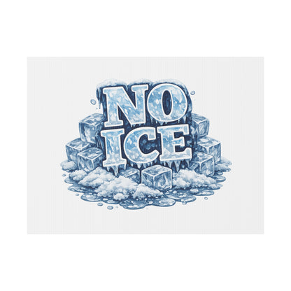 No ICE Plastic Yard Sign — Frosty 'No Ice' Iceberg Design Outdoor Lawn Sign