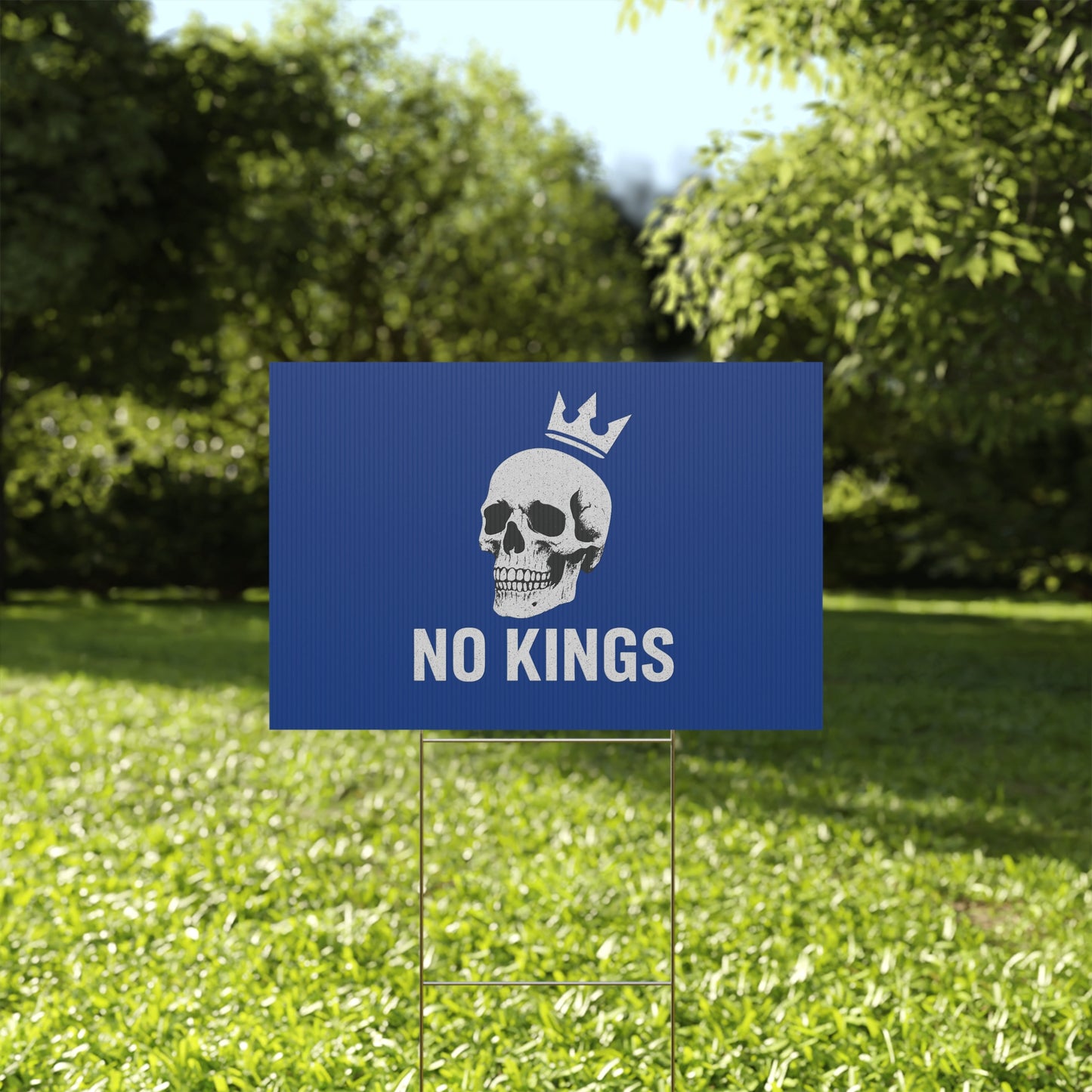 Blue Yard Sign - 'No Kings' Design